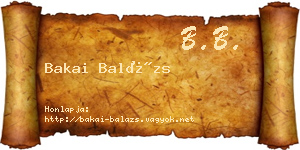 Bakai Balázs névjegykártya